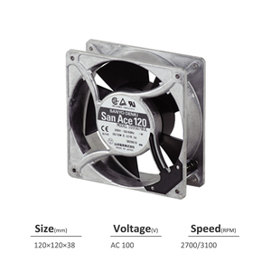 Ventilateur axial de refroidissement pour serveurs et équipements de télécommunications SANYO DENKI San Ace 109S075UL 120*120*38mm 100VAC 50Hz 18W 0.24A 2700RPM 88.3CFM - Product Image 2