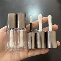 Tube de gloss à lèvres carré ISMAN 8 ml avec capuchon doré et blanc, grand applicateur, emballage vide pour gloss à lèvres, logo personnalisé de luxe, flacon rond en PET