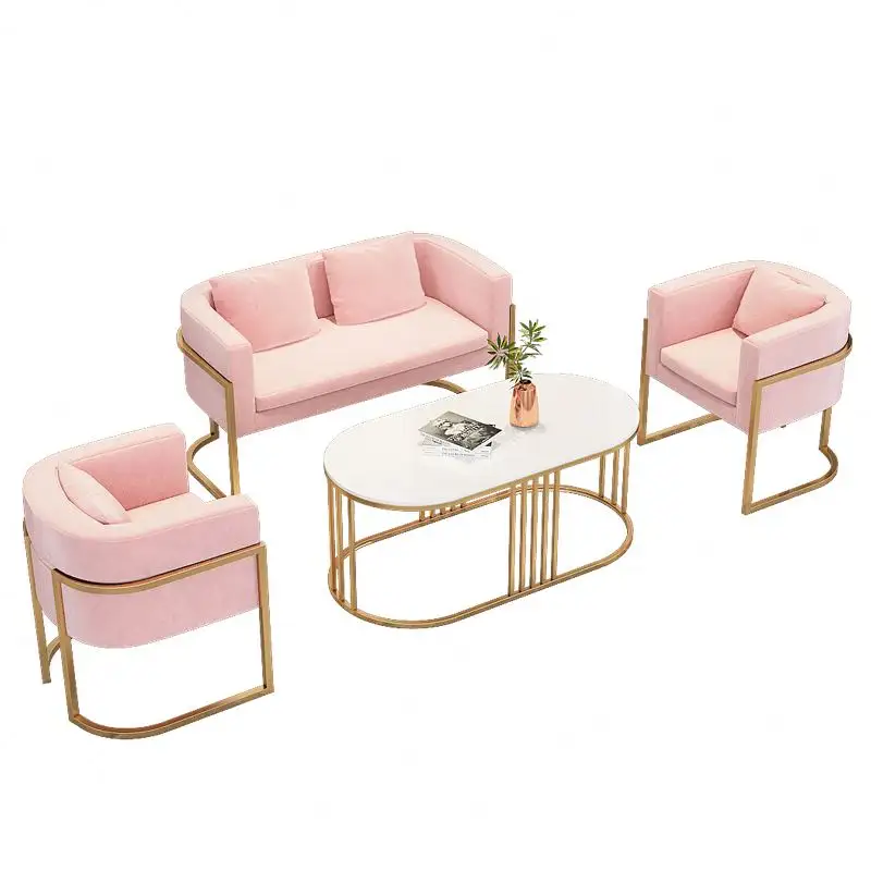 Kursi Sofa Nordic, Cahaya Modern Mewah Gaya Ins Elegan Sederhana Ruang Tamu Santai Kursi Sofa Logam Emas