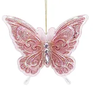 Artesanía de vidrio personalizada, mariposa Artificial colgante, ornamento de árbol de Navidad, decoraciones de mariposas con purpurina de plástico