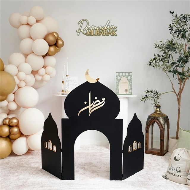 Dingchuan Islamic Eid & Ramadan Decoration Freestanding Wooden Masjid Decor