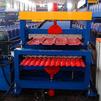 Machine de formage à rouleaux à double pont pour tôles d'acier de tuiles de toit trapézoïdales à ondulations d'eau
