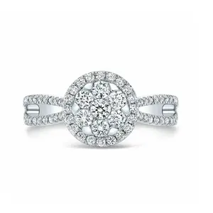 Bague de mariage de qualité supérieure en or blanc massif 14 carats de forme ronde avec diamant de laboratoire pour femmes, certifiée IGI pour les fêtes - Product Image 1