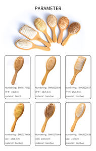 Paleta para masaje del cuero cabelludo de proveedores de <span class=keywords><strong>China</strong></span>, cepillo de pelo de bambú, peine de madera hecho a mano con accesorios de cojín - Product Image 3