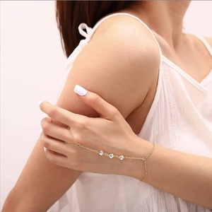 Perle créative Satellite chaîne minimaliste or perlé doigt <span class=keywords><strong>Bracelet</strong></span> pour les femmes connexion main bijoux <span class=keywords><strong>meilleur</strong></span> ami cadeaux nouveau - Product Image 1