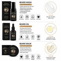 Kit de Soins de la Barbe OEM pour Hommes – Ensemble de 7 Pièces avec Huile de Jojoba, Dissolvant de Points Noirs, Fixation Forte et Anti-Frisottis, Trousse de Voyage, Coffret Cadeau