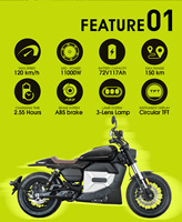 Meilleure vente JSQ1 Système de freinage Abs 150Km Max Range Moto électrique 11000W Mid Power pour la conduite en ville et les voyages