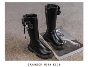 2025 automne et hiver nouveau Style filles polaire longues bottes mi-mollet chaussures bottes d'<span class=keywords><strong>équitation</strong></span> pour les écoliers plus âgés - Product Image 3