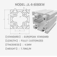 Profilé en aluminium robuste 8080EW, extrusion industrielle en alliage d'aluminium, cadre de protection pour robots et équipements
