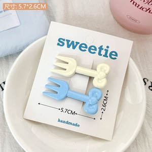 Pinza para el pelo unisex de acrílico con diseño de ondas y lazo, color crema helado, a la moda, dulce, versátil y linda, ideal para el verano. ¡Venta caliente! - Product Image 4