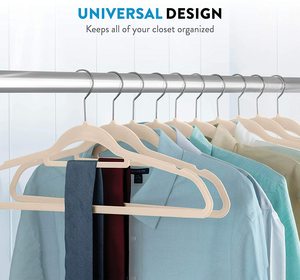 Cintres à vêtements, cintres en plastique floqués antidérapants, cintres en <span class=keywords><strong>velours</strong></span> non-marquants pour le rangement et l'organisation dans les magasins de vêtements - Product Image 2