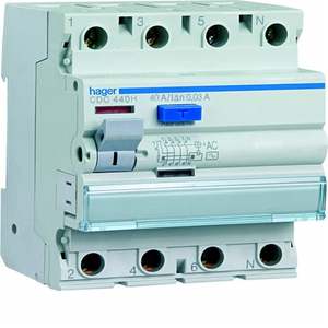 CDC440H Personalizzabile con Hagers RCCB 4P 40A tipo AC 30mA 4 moduli - Product Image 1