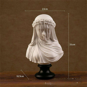 Estatua <span class=keywords><strong>de</strong></span> resina con velo para mujer BCA09, cabeza <span class=keywords><strong>de</strong></span> Chal gótico, escultura artística para decoración del hogar, adornos artesanales - Product Image 2
