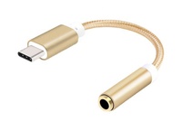 Adaptateur audio numérique USB-C vers jack 3,5 mm femelle en nylon avec gaine en PVC, accessoires pour téléphone, adaptateur Type-C pour casque et haut-parleur