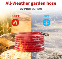 Tuyau d'arrosage en caoutchouc Garden Magic 50FT x 5/8 pouce, résistant à l'eau chaude/froide (-50F à 190F), pression de rupture 600 PSI, anti-UV, durable