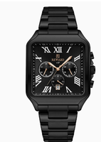 Nouvelle montre d'anniversaire pour homme, chronographe de haute précision, bracelet en acier inoxydable, montre à quartz carrée pour homme