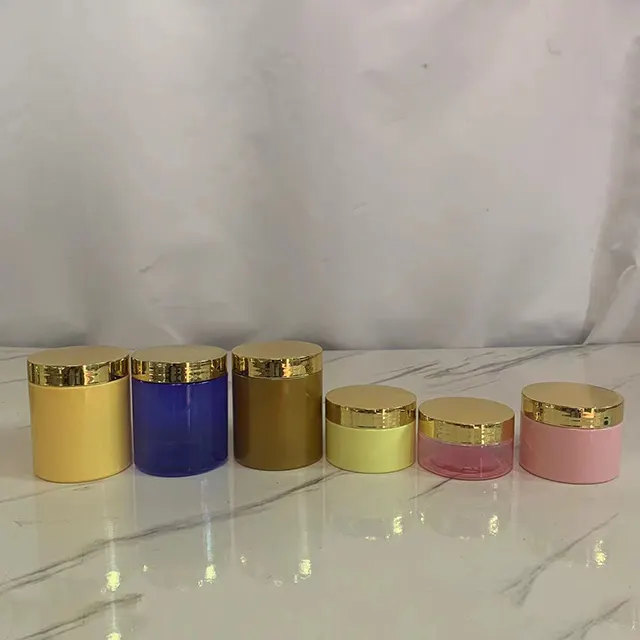 Hengjian 30g 50g 100g 120g 150g 200g barattolo di plastica 250 personalizzato blu giallo rosa oro cosmetico per la cura della pelle in polvere contenitore