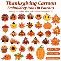 Patchs brodés de Turquie, Feuille d'érable, Motif Joyeux Thanksgiving, Applique thermocollante, Thème Automne, Badge brodé décoratif pour vêtements et sacs