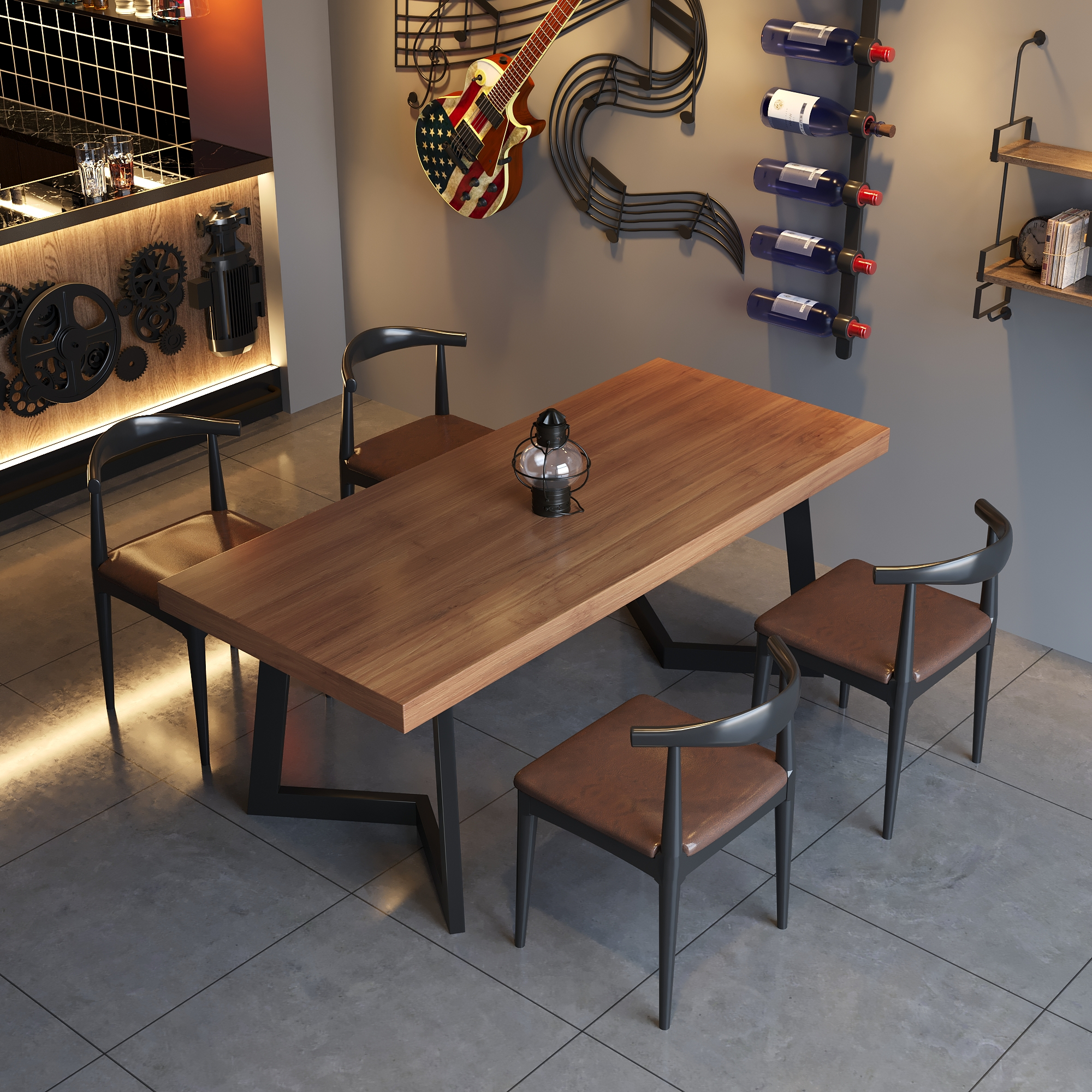One table and four chairs combination C