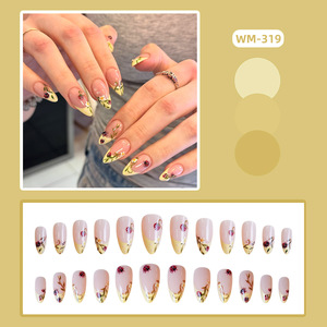 Ongles en acrylique fantaisie printaniers, peints à la main, motif coccinelle et fleur, avec pointes <span class=keywords><strong>jaune</strong></span> <span class=keywords><strong>pastel</strong></span>, pour des looks saisissants, fournitures pour ongles - Product Image 2