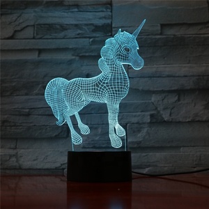 1 lampe LED <span class=keywords><strong>3D</strong></span> à couleur changeante en forme de <span class=keywords><strong>licorne</strong></span>, lumière changeante entre 7 couleurs, luminaire décoratif d'intérieur, Usb, 5v - Product Image 4