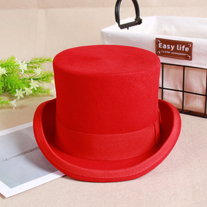Il produttore di LIHUA fornisce cappello a cilindro piatto di lana britannico <span class=keywords><strong>da</strong></span> gentiluomo cappello a cilindro presidenziale in lana per la stagione invernale - Product Image 3