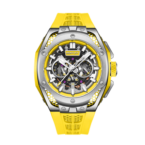 Montre mécanique automatique de luxe unisexe en acier inoxydable avec bracelet en caoutchouc FKM de bonne qualité, cristal, résistance à l'eau 5 BAR pour - Product Image 1