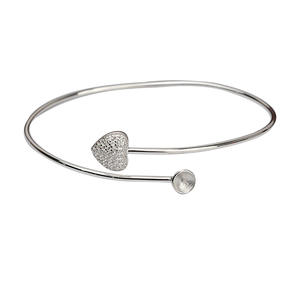 S925 <b>Silver</b> Fine <b>Beaded</b> <b>Bracelet</b> Women's Heart-Shape DIY Pearl Jewelry with 498 Accessories - Product Image 5