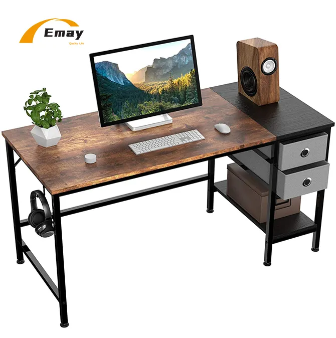 Factory Home Office Computer Desks With Drawers Bookshelf Gamer Student Study Table Desk