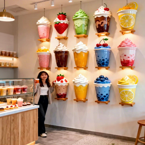 Scultura Gigante Personalizzata a Forma di Cono Gelato, Decorazione per Gelateria, Oggetto Scenico da Parete, Arte Decorativa per Museo del Gelato - Product Image 1