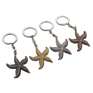 China factory produce cheap and creative keychains Simulated starfish pendant toy of metal keychain