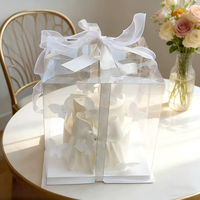 Boîte à gâteau transparente personnalisée 6, 8, 10 pouces, simple, double ou triple couche, pour emballage de gâteaux d'anniversaire, pour fêtes et boulangeries, vente en gros
