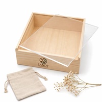Boîte en bois vide de luxe personnalisée avec logo, grande, non finie, avec couvercle coulissant en verre, dessus en acrylique transparent, étui en bois transparent