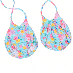 Ga-19 Pelele de algodón burbuja con estampado personalizado y tirantes ajustables para bebés y niñas pequeñas, estilo Hawaiano, Verano, Europa y América - Product Image 4