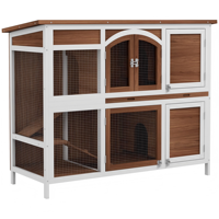 Grande cage à lapins moderne à 2 niveaux en bois de sapin, pour intérieur et extérieur, avec plateau amovible, portes verrouillables, toit imperméable, pour petits animaux