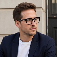 Montures optiques carrées modifiées en acétate avec charnières à ressort dégradées, lunettes de vue unisexe