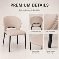 Chaise d'hôtellerie moderne en similicuir crème, dossier incurvé avec découpe, pieds en métal, pour restaurant, café, hôtel