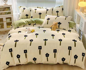 Set di biancheria da letto in velluto a doppio letto corallo in velluto di latte stampato per la casa autunno e inverno - Product Image 2