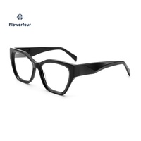 Lunettes de vue Flowerfour F2851 en acétate noir pour hommes et femmes, mode unisexe, lunettes vintage, monture optique à bordure complète, classiques et tendance