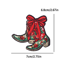 Patchs brodés personnalisés en gros avec logo, motif Noël Western et slogan Joyeux Noël, thermocollants pour vestes, chapeaux, sacs à dos, DIY