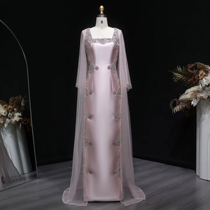 Vestidos de noche de dos piezas con manga larga Lsz326, cuello cuadrado con cristales, vestidos formales elegantes para mujer, Jancember - Product Image 2