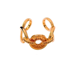 Anello Cocktail Placcato Oro in Ottone, Design Moderno Unisex, Gioiello da Indossare Ogni Giorno, Idea Regalo - Product Image 1