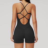 Combinaison de yoga dos nu personnalisée pour femme, couleur unie, effet push-up, pour la gym et le fitness, séchage rapide, respirante, une pièce