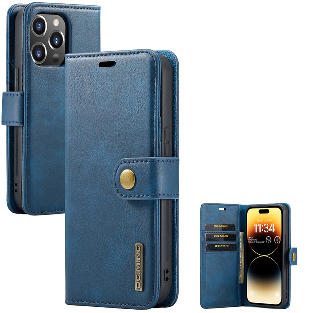 Business Style Detachable Wallet Flip Case for iPhone 11 12 13 14 15 16 Plus Pro ProMax 16E PU Leather Cover Mobile Phone Case