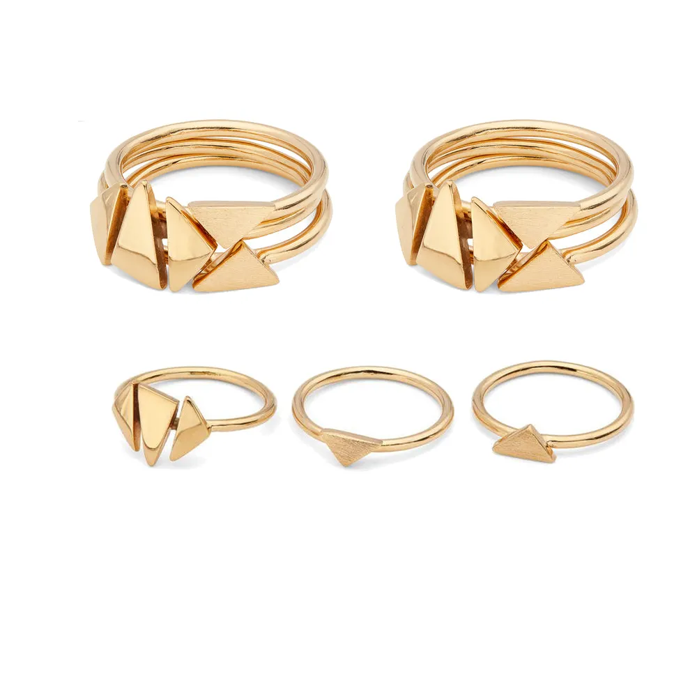 Slovehoony Gold Plated Asili Stacking Irregular Geometric Triangles Cubic Fidget 925 Sliver Punk Jewelry Rings For Women