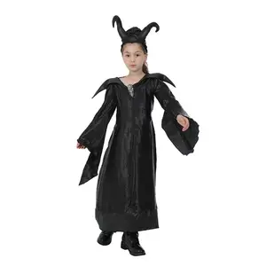 Girls Tutu Dress Maleficent Evil Queen dress and Horns Halloween Cosplay  Witch Costume for Kids Children christmas Party Dress