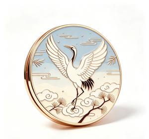 Custom Round Metal Enamel <b>Pin</b> Flying Crane Soft Enamel <b>Badge</b> Souvenir Gift - Product Image 2