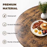 Table à manger ronde rustique avec pieds en métal en forme de X et étagère de rangement intégrée, table en bois imperméable pour la cuisine