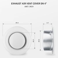 100mm RVS schijfventiel ronde plafondventilatie diffuser met modern design voor buiten- en kelder HVAC-koeling