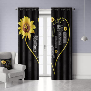 Prezzo di fabbrica a buon mercato girasole stampato colore giallo <span class=keywords><strong>tenda</strong></span> della finestra <span class=keywords><strong>tenda</strong></span> di stoffa sulle pareti tende del soggiorno - Product Image 1